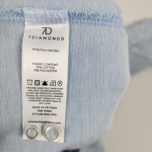 7 Diamonds Shirt Mens XXL Blue 4-Way Stretch Oxford L/S Button Up - Picture 6 of 6